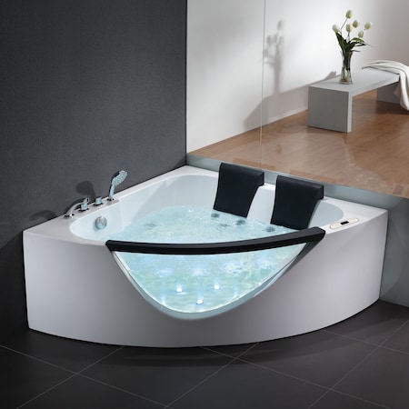 Eago 5Ft Clear Rnded Corner Acrylic Whirlpool Bathtub for Two AM199ETL